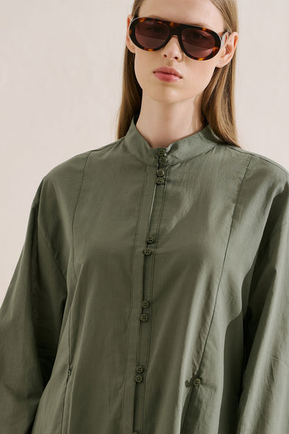 Pleated Buttoned Shirt Sage Green
