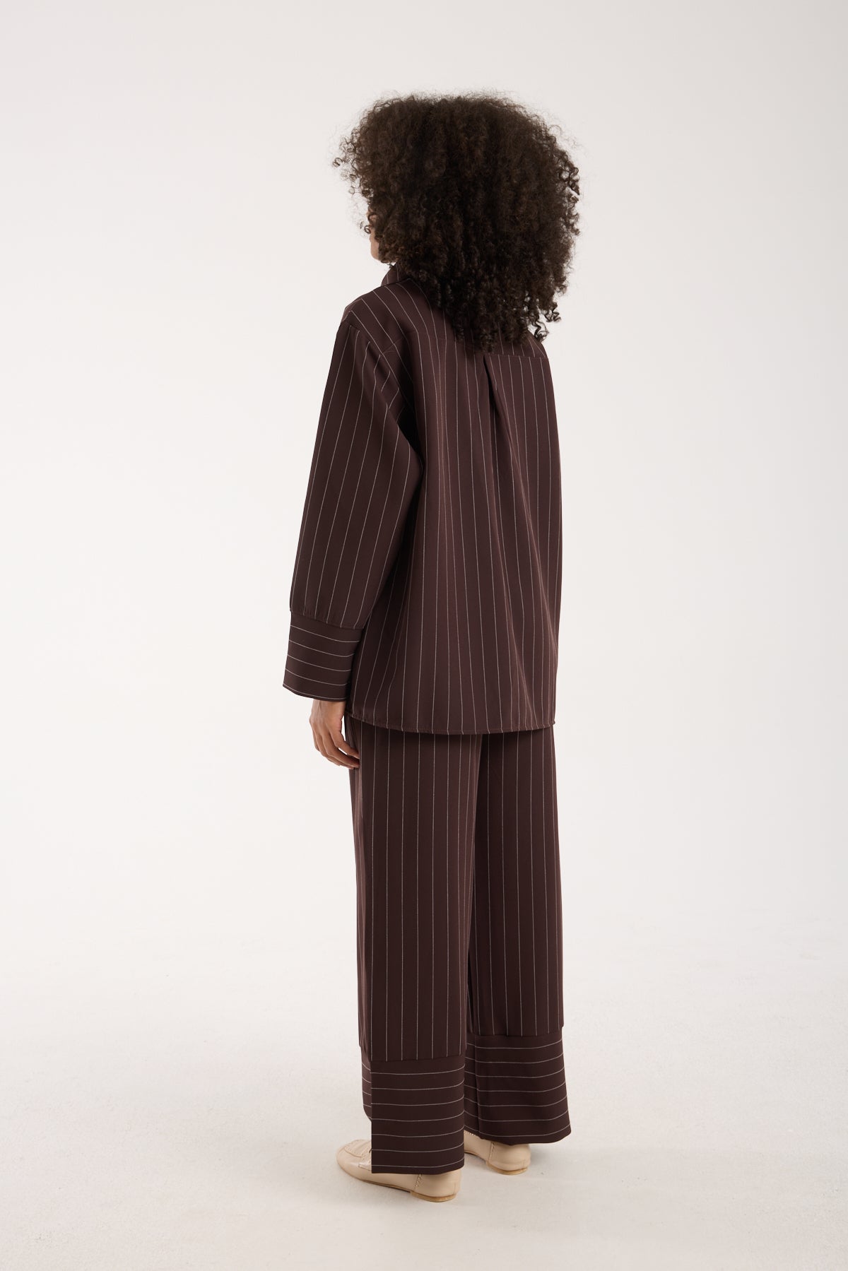 Dory Modal Blouse and Trousers Set Chocolate