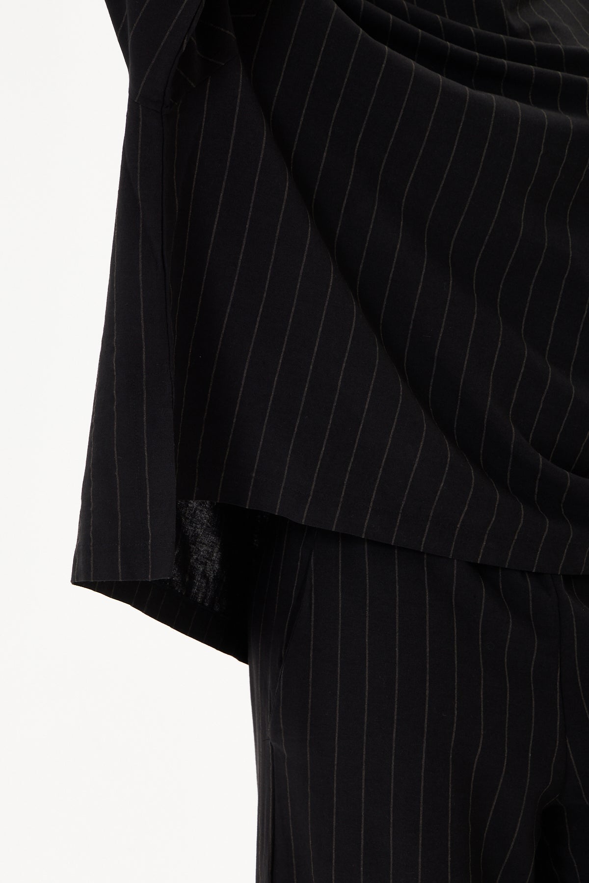 Capri Striped Linen Set Black