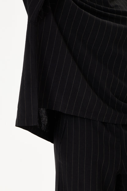 Capri Striped Linen Set Black