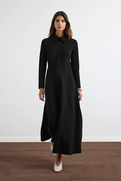 Wide Collar Dress Black