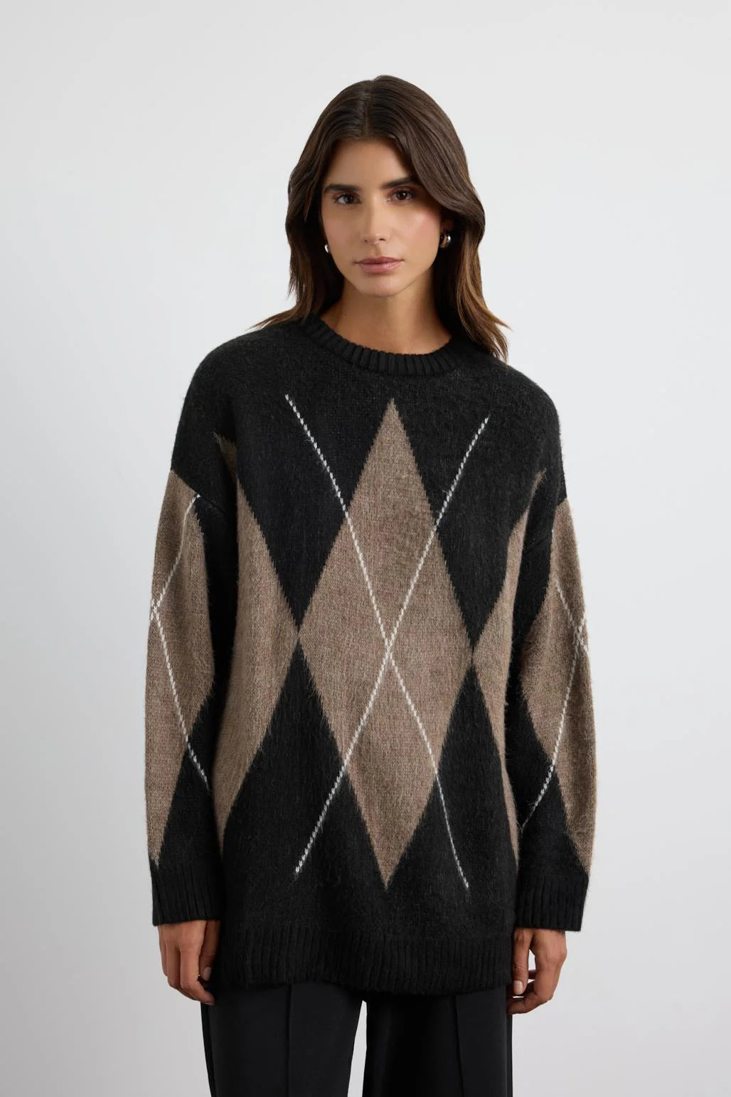 Diamond Pattern Knit Sweater Black