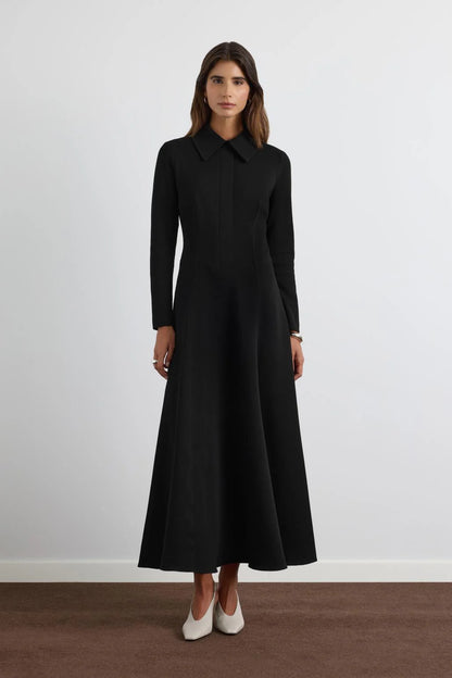 Wide Collar Dress Black