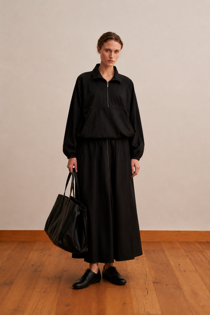 Technical Half Zipped Jacket Black