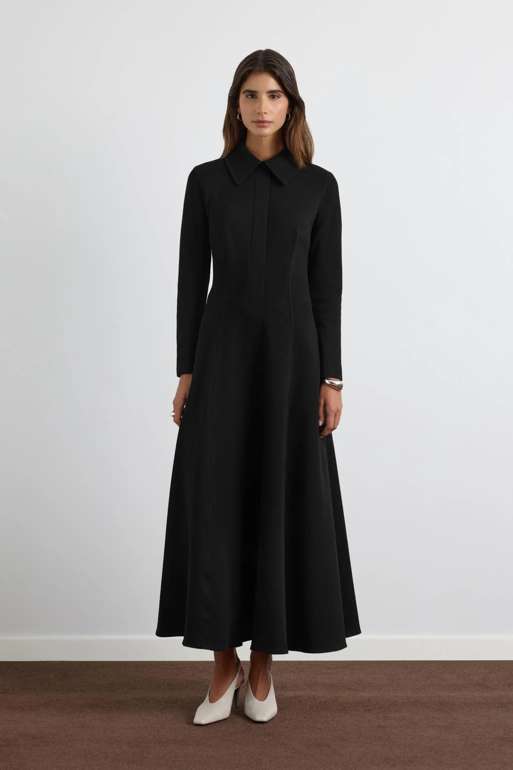 Wide Collar Dress Black