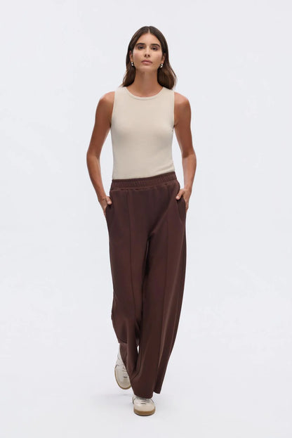 Modal Knit Asymmetrical Cut Co-Ord Set Brown