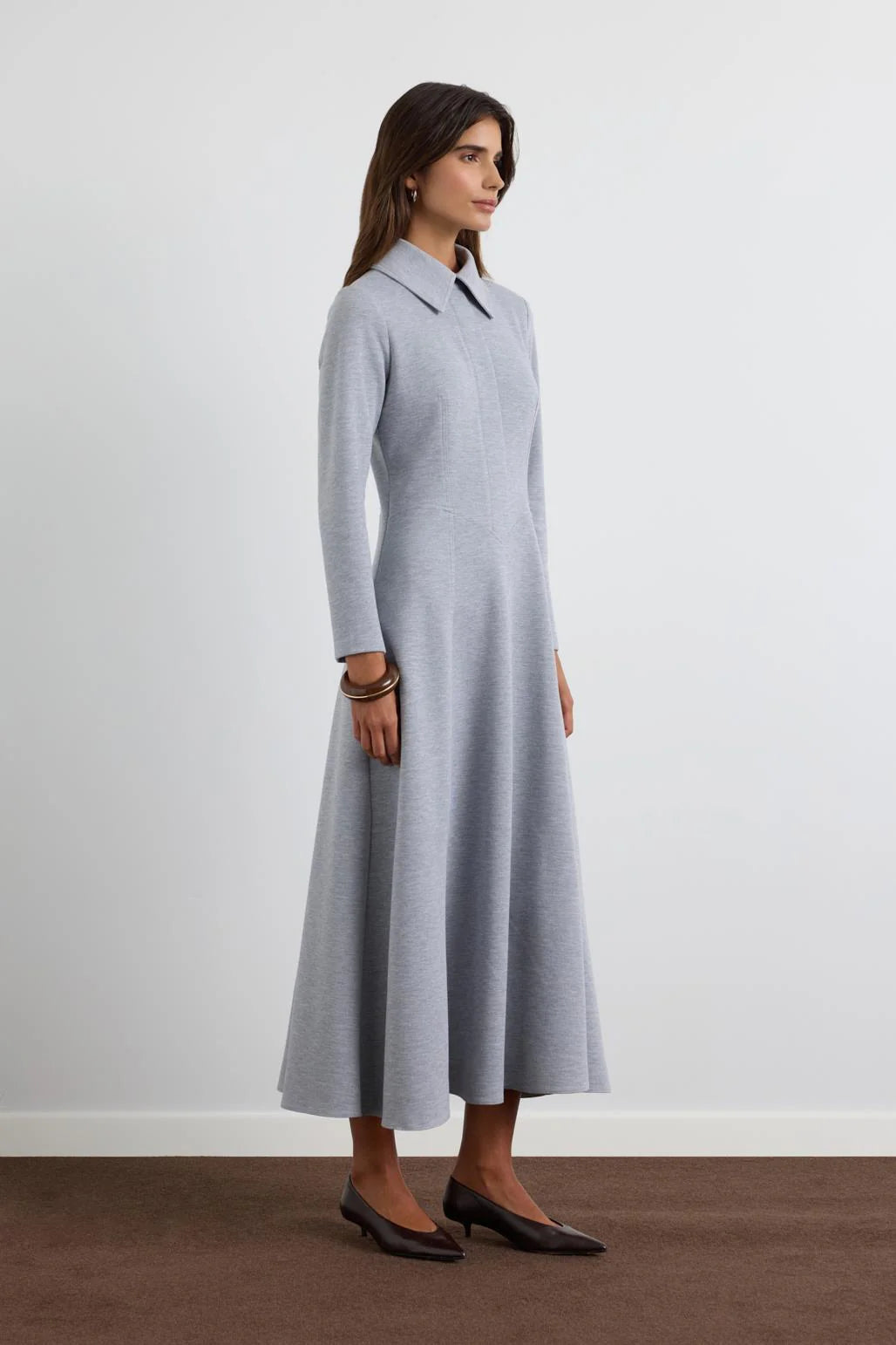 Wide Collar Dress Grey