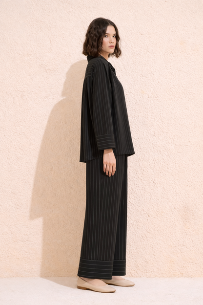Dory Modal Blouse and Trousers Set Black