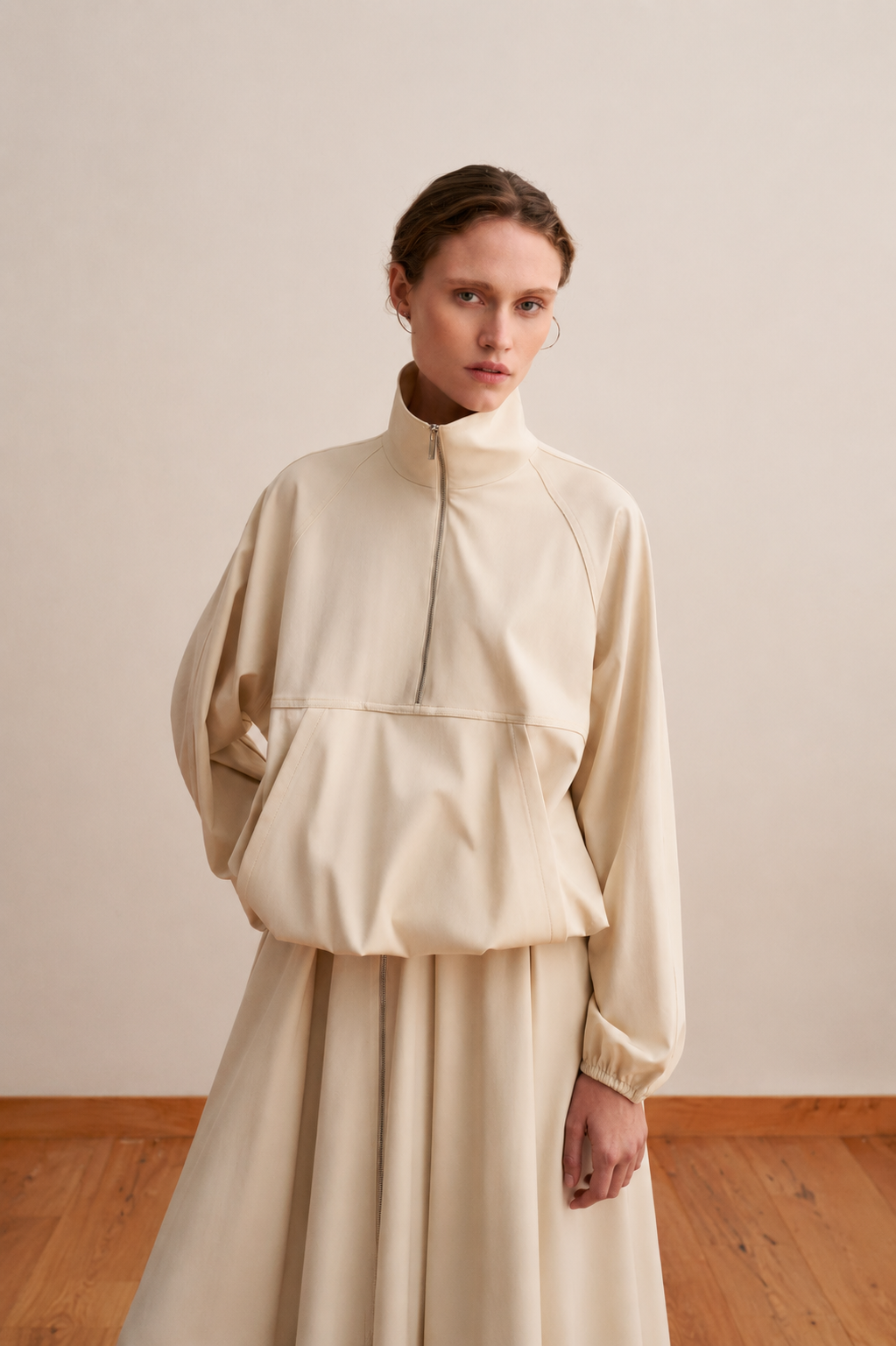 Technical Half Zipped Jacket Cream