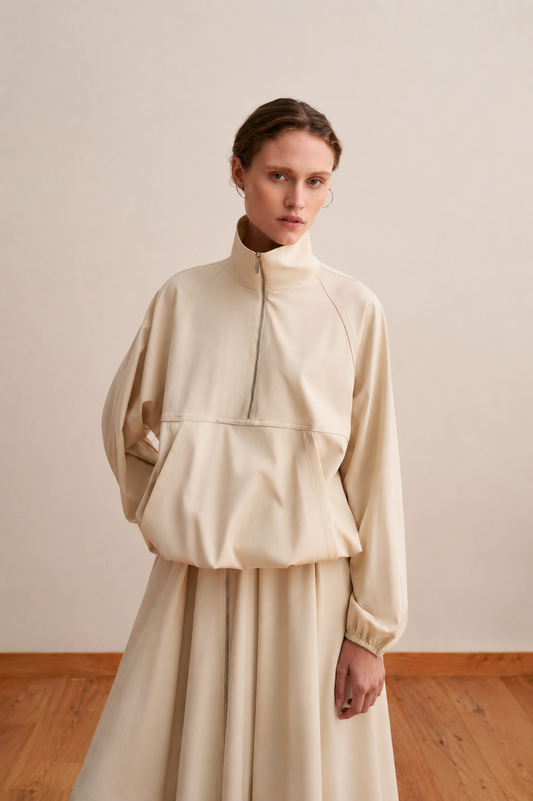 Technical Half Zipped Jacket Cream