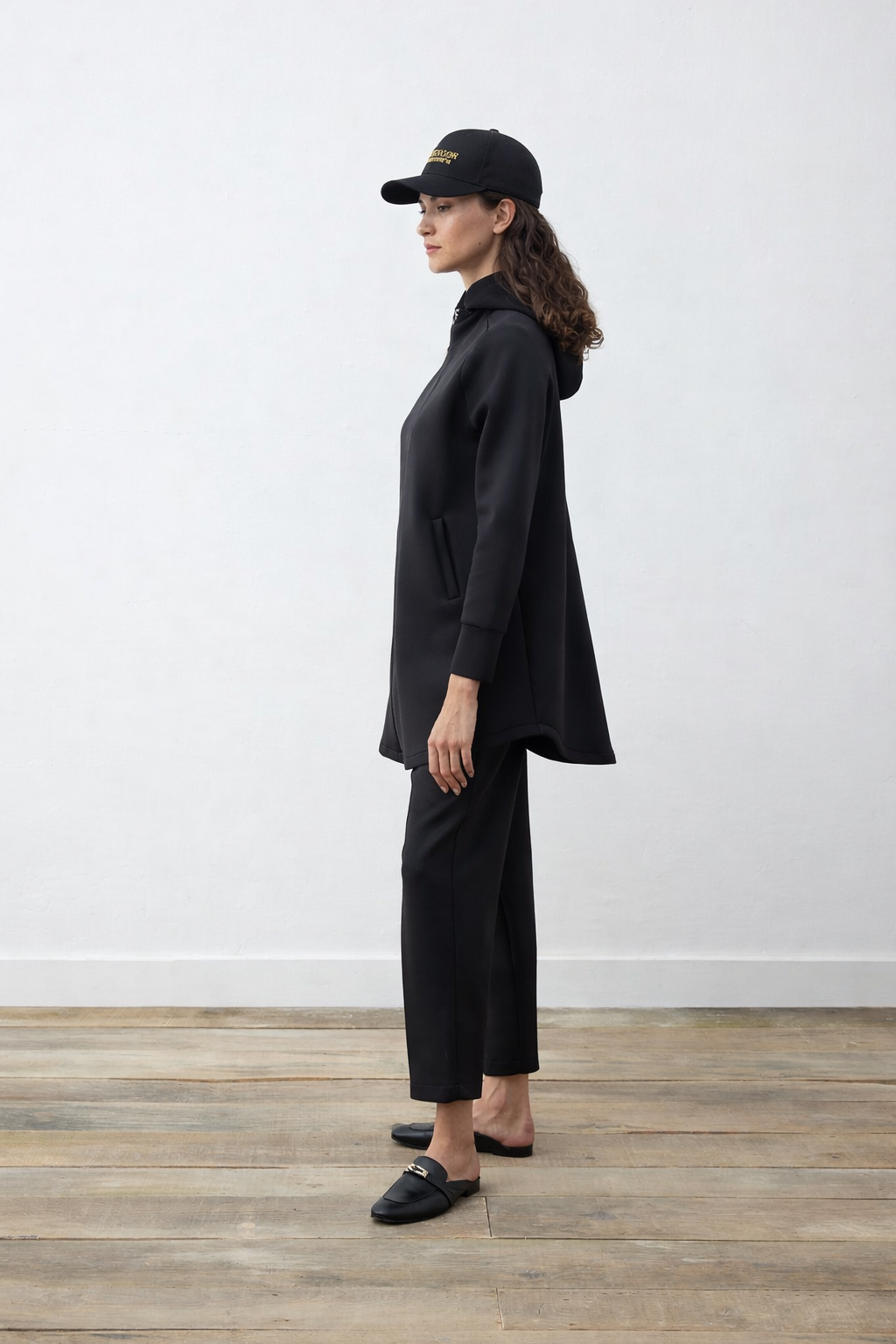 Scuba Zipped Hoodie Set Black