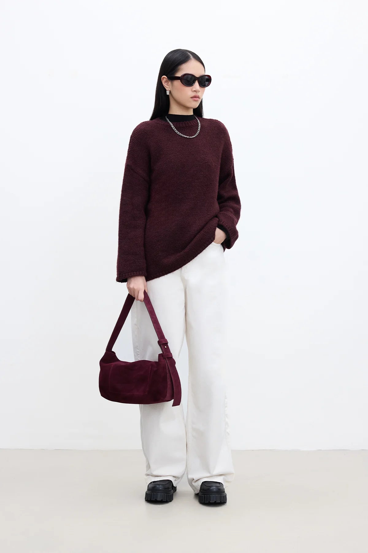 OVERSIZE SWEATER CLARET RED