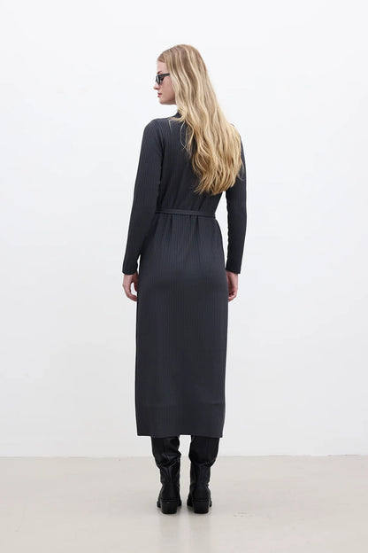 COLLAR KNITWEAR DRESS ANTHRACITE