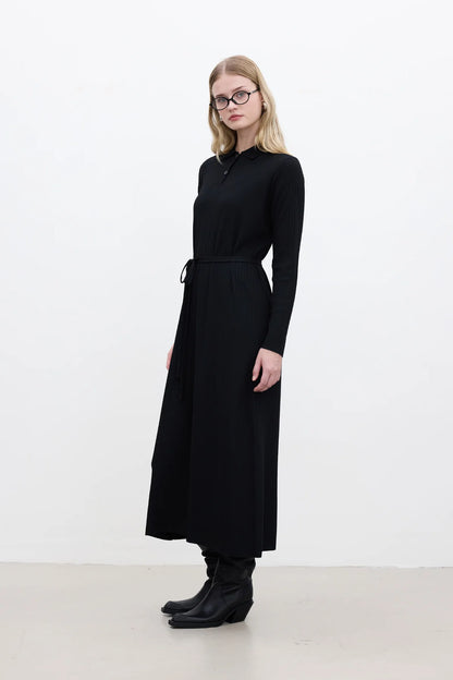 COLLAR KNITWEAR DRESS BLACK