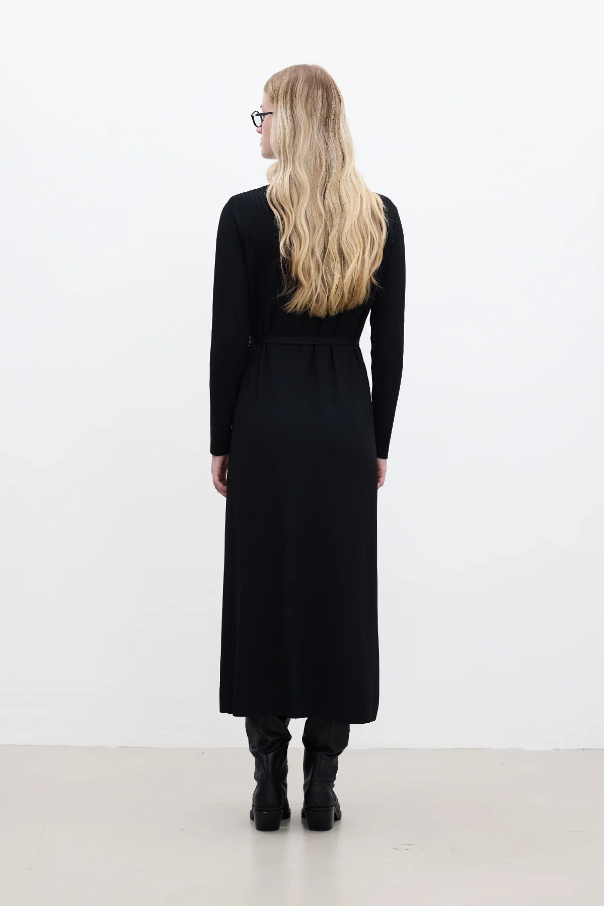 COLLAR KNITWEAR DRESS BLACK