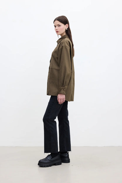 FAUX SUEDE SHIRT KHAKI