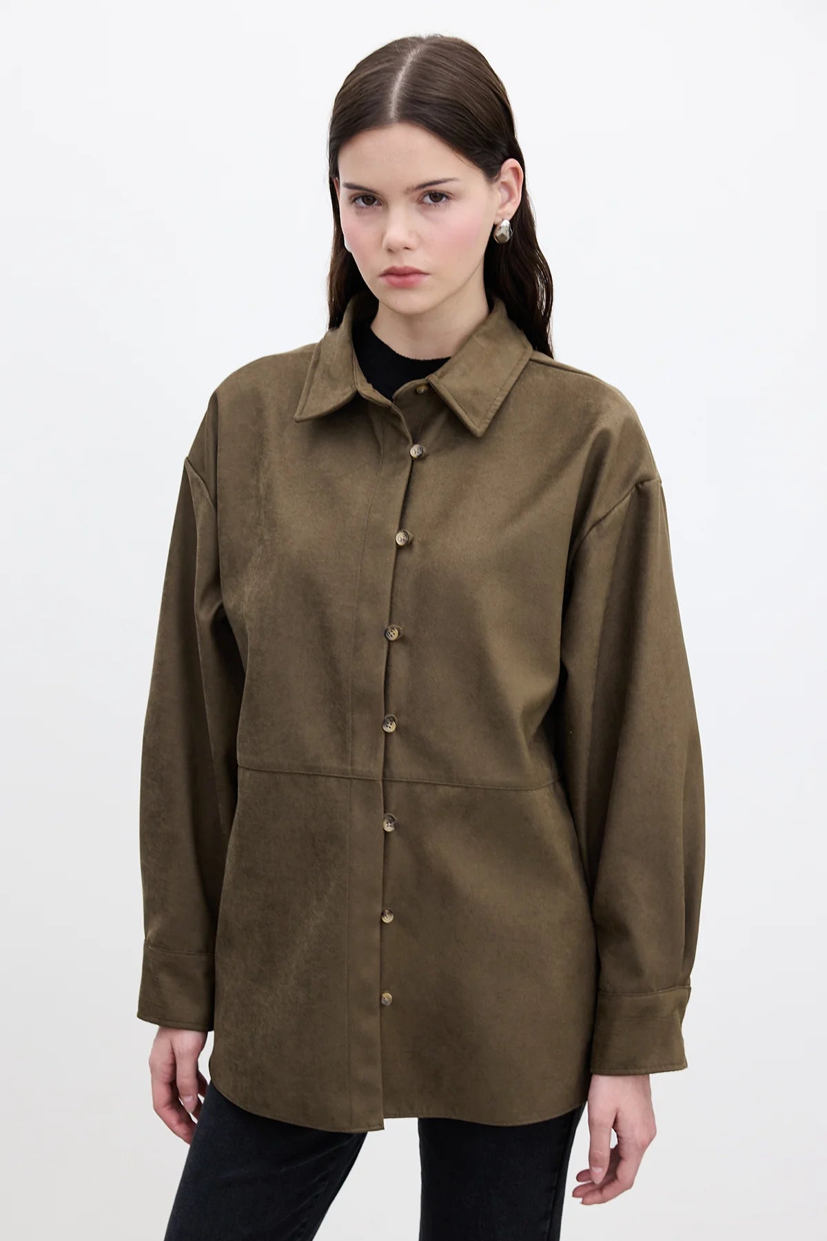 FAUX SUEDE SHIRT KHAKI