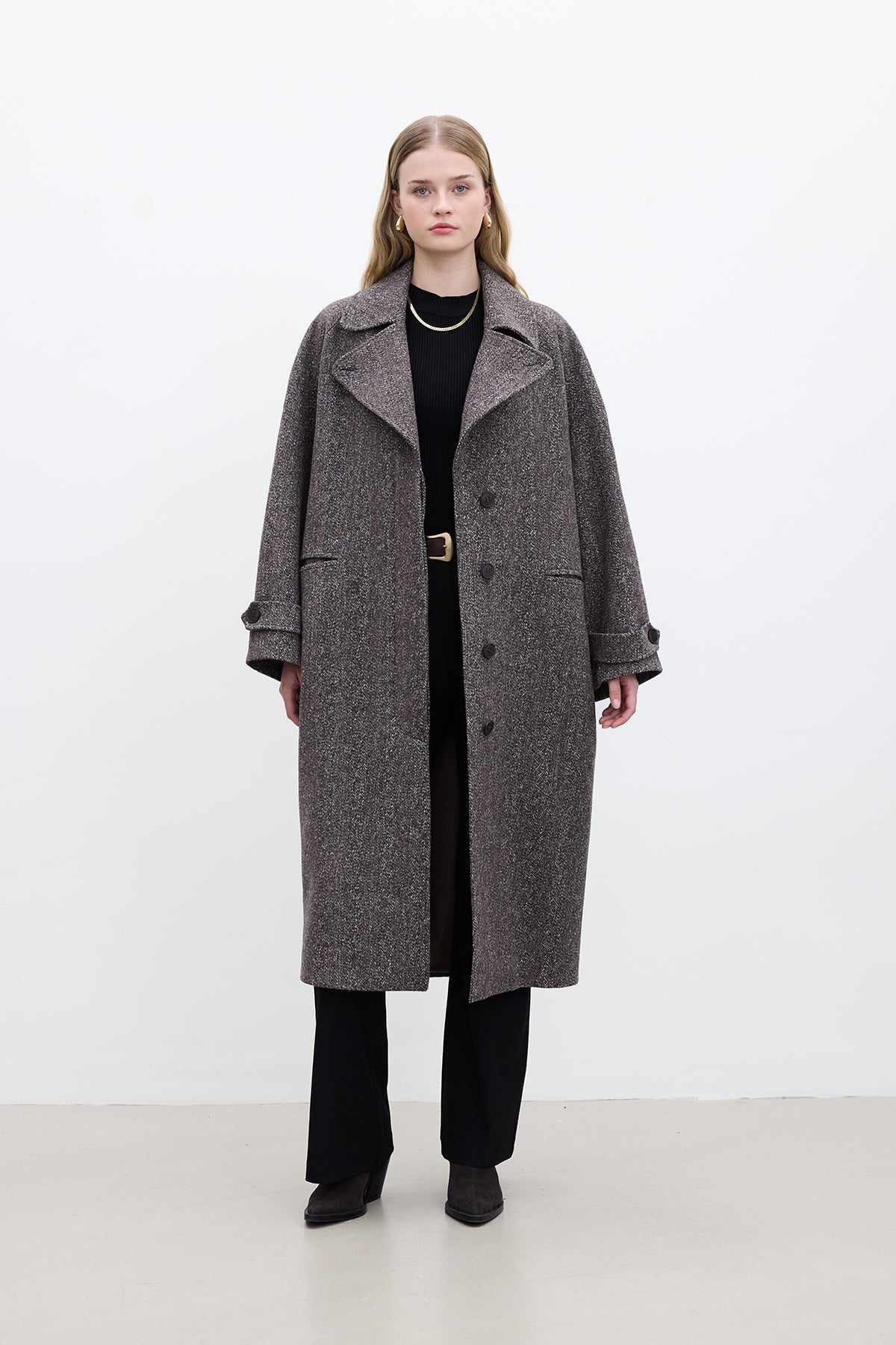 ASYMMETRIC CLOSURE CACHET COAT MINK