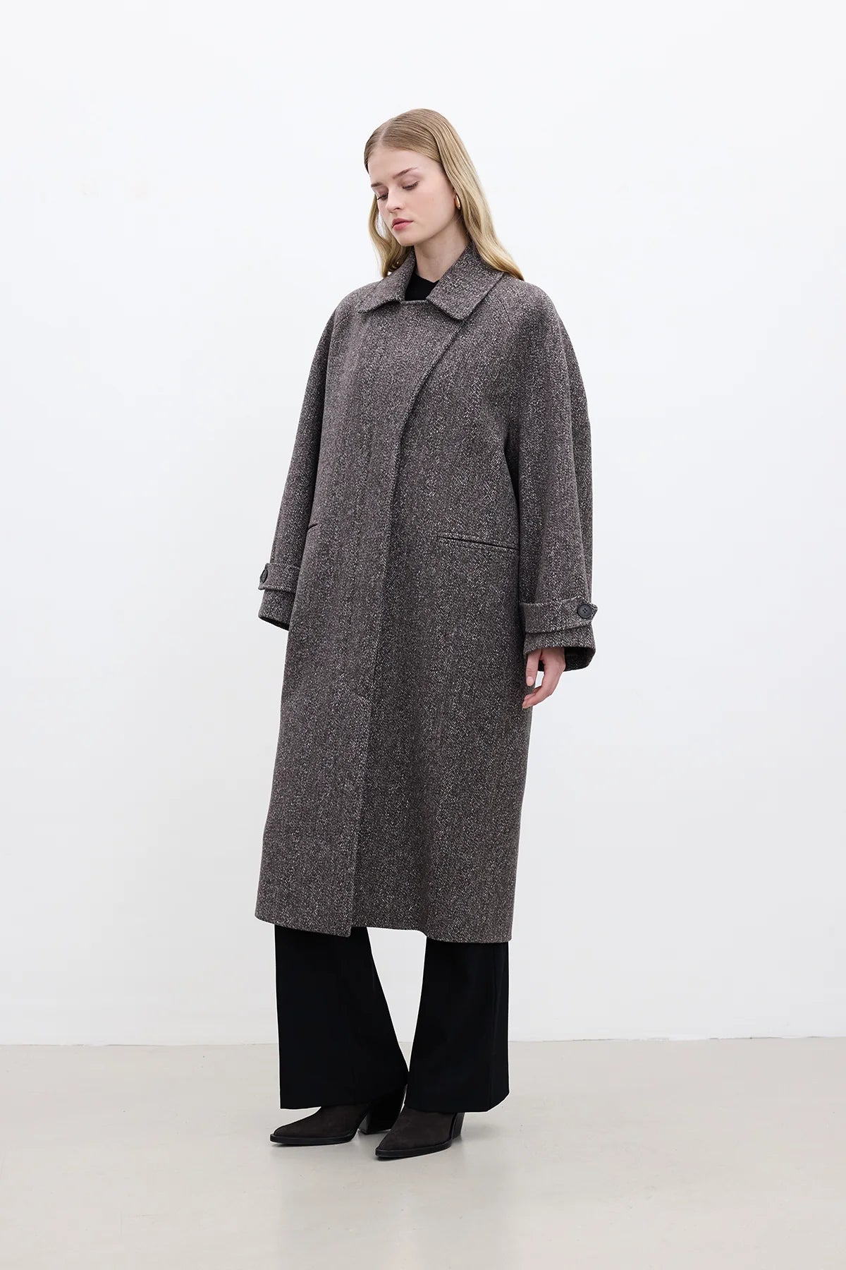 ASYMMETRIC CLOSURE CACHET COAT MINK