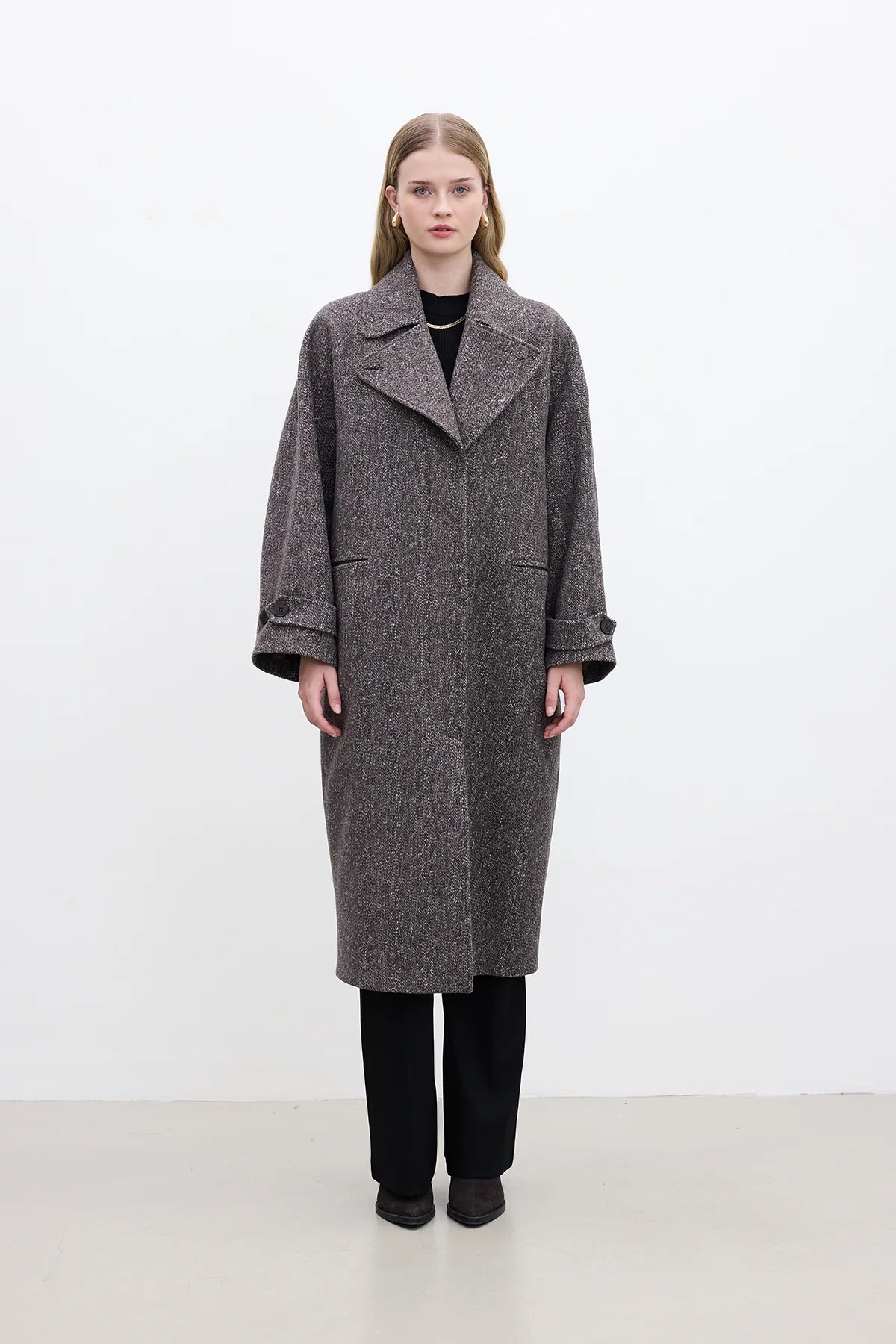 ASYMMETRIC CLOSURE CACHET COAT MINK