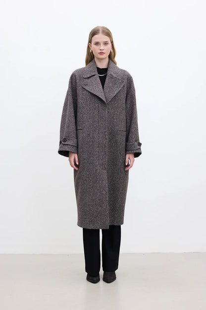 ASYMMETRIC CLOSURE CACHET COAT MINK