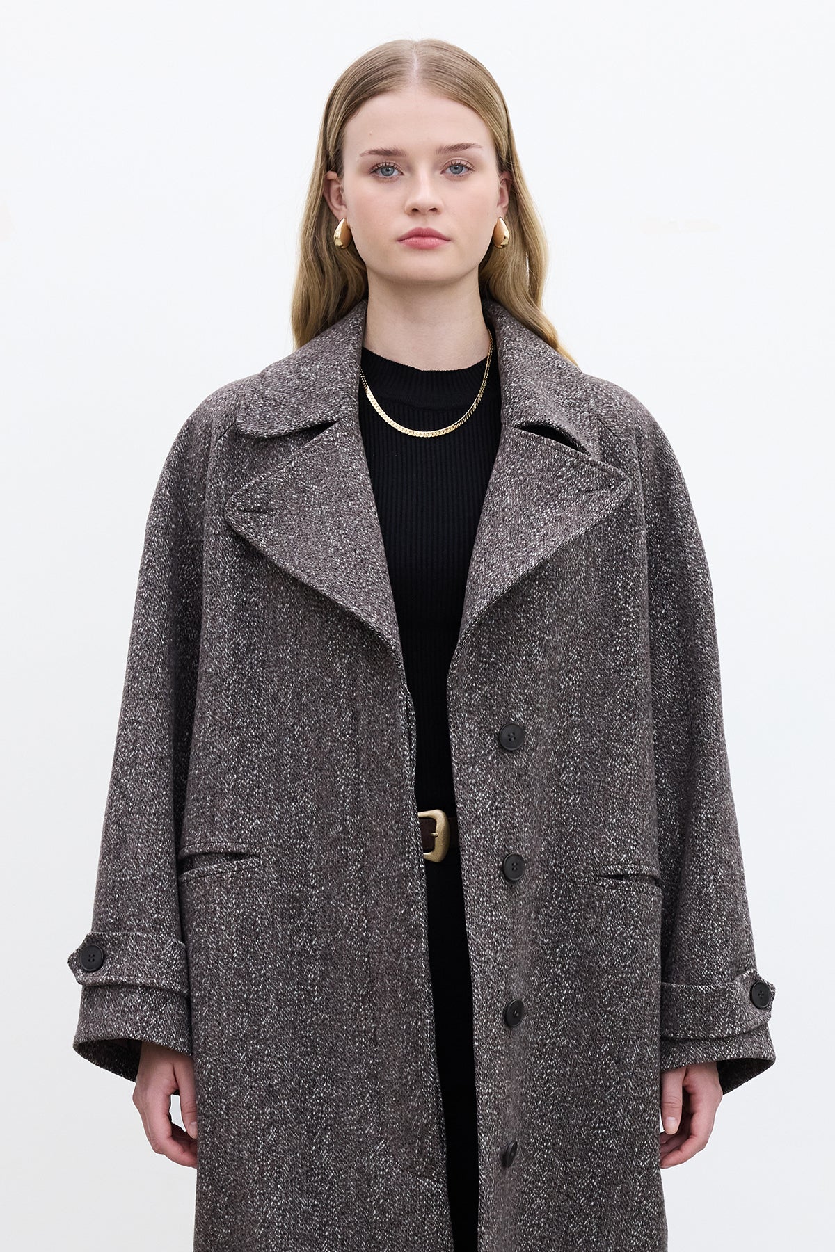 ASYMMETRIC CLOSURE CACHET COAT MINK