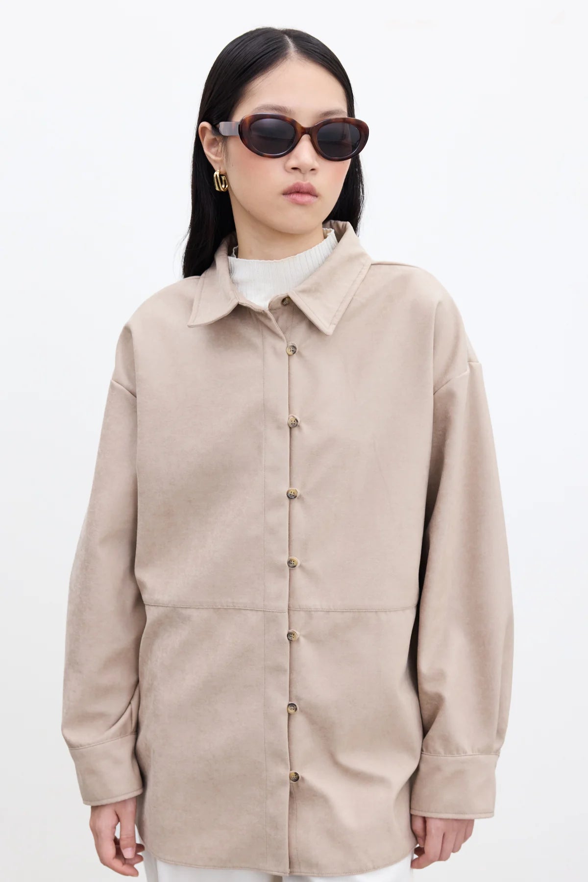 FAUX SUEDE SHIRT SAND