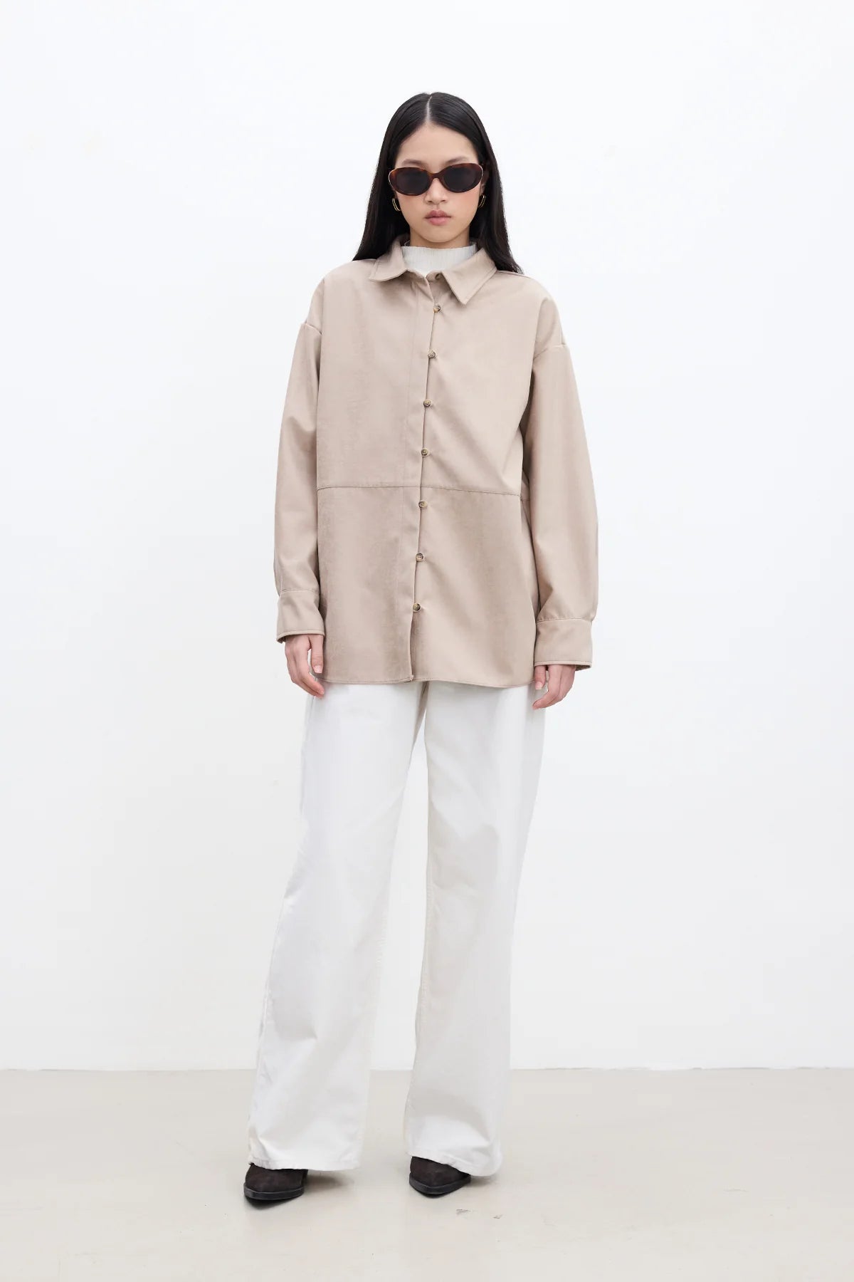 FAUX SUEDE SHIRT SAND