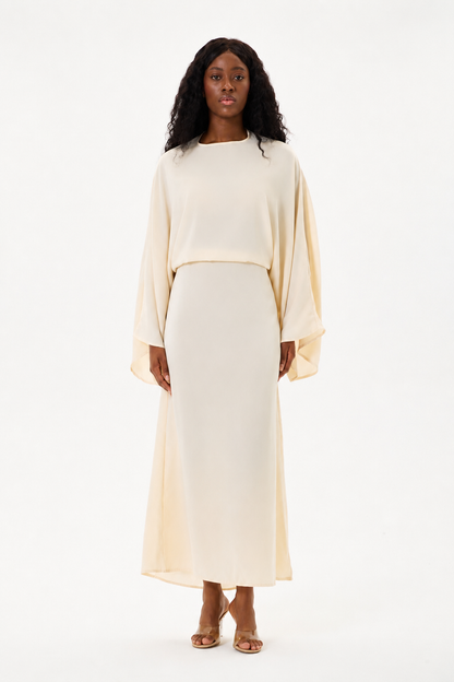 Tie Waist Dress Cream