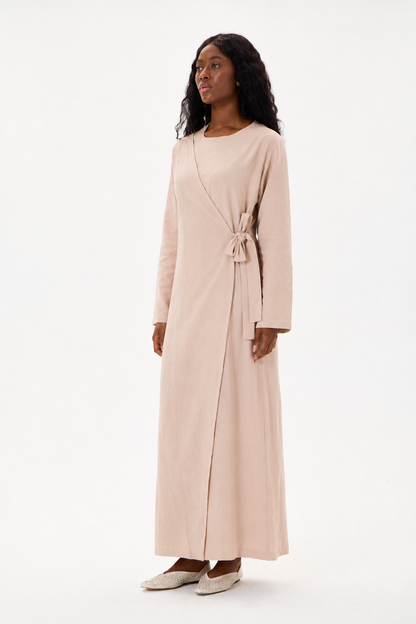 Evan Wrap Linen Dress Blush
