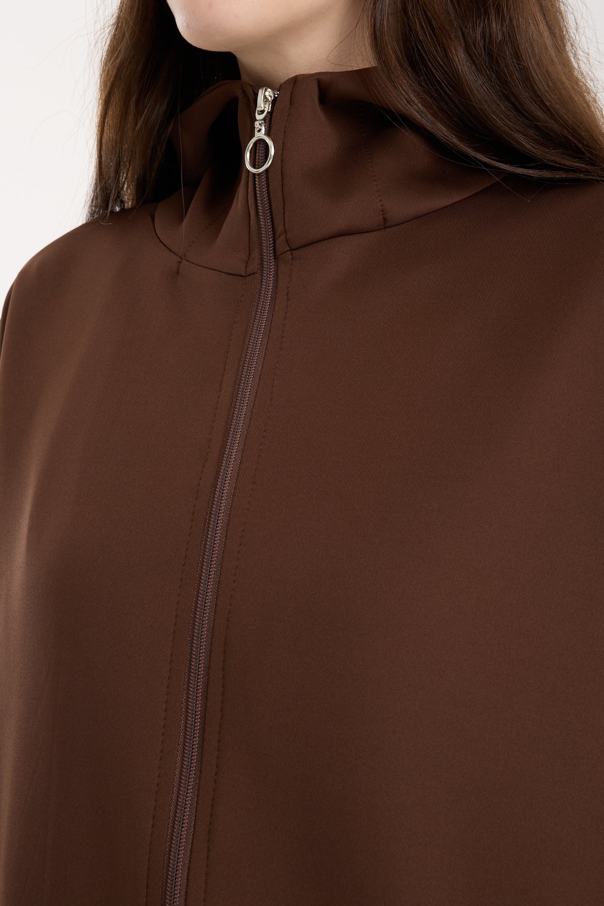 Scuba Zipped Hoodie Set Brown