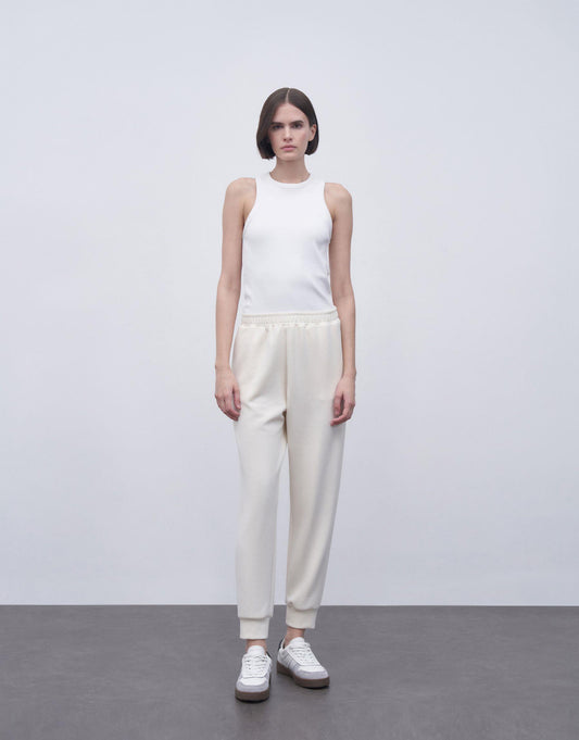 Modal Fabric Jogger Pants Cream Color