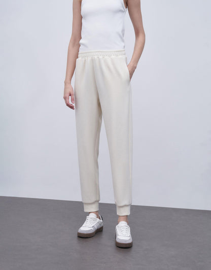 Modal Fabric Jogger Pants Cream Color