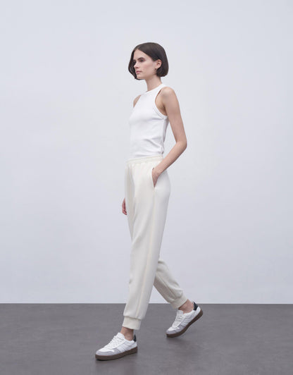 Modal Fabric Jogger Pants Cream Color