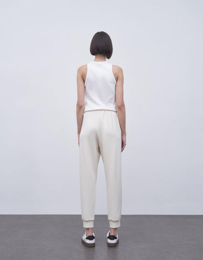 Modal Fabric Jogger Pants Cream Color