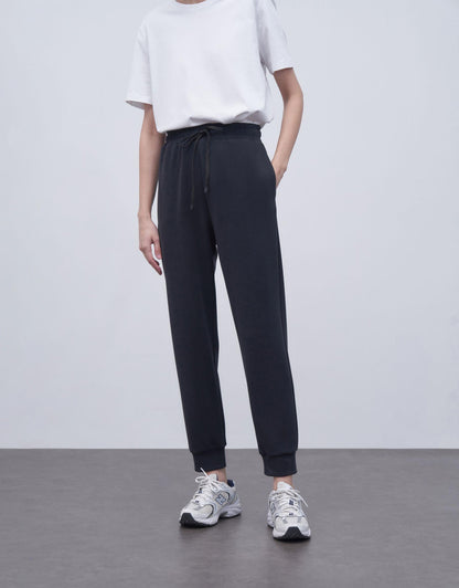 Modal Fabric Jogger Pants Black Color