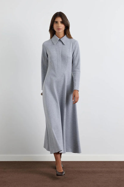 Wide Collar Dress Grey