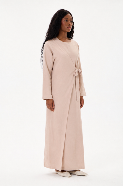 Evan Wrap Linen Dress Blush
