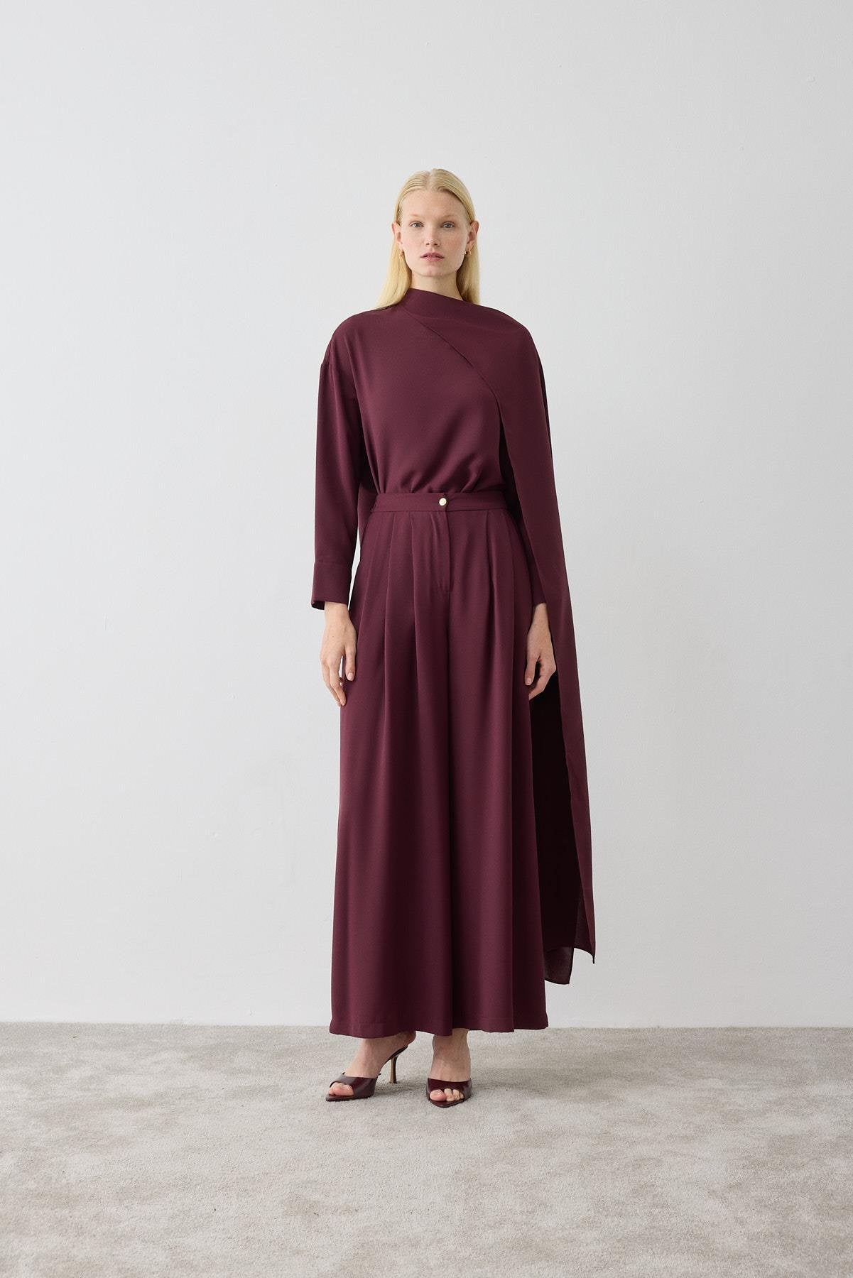 EVA CREPE SHAWL BLOUSE - PALAZZO PANTS SET