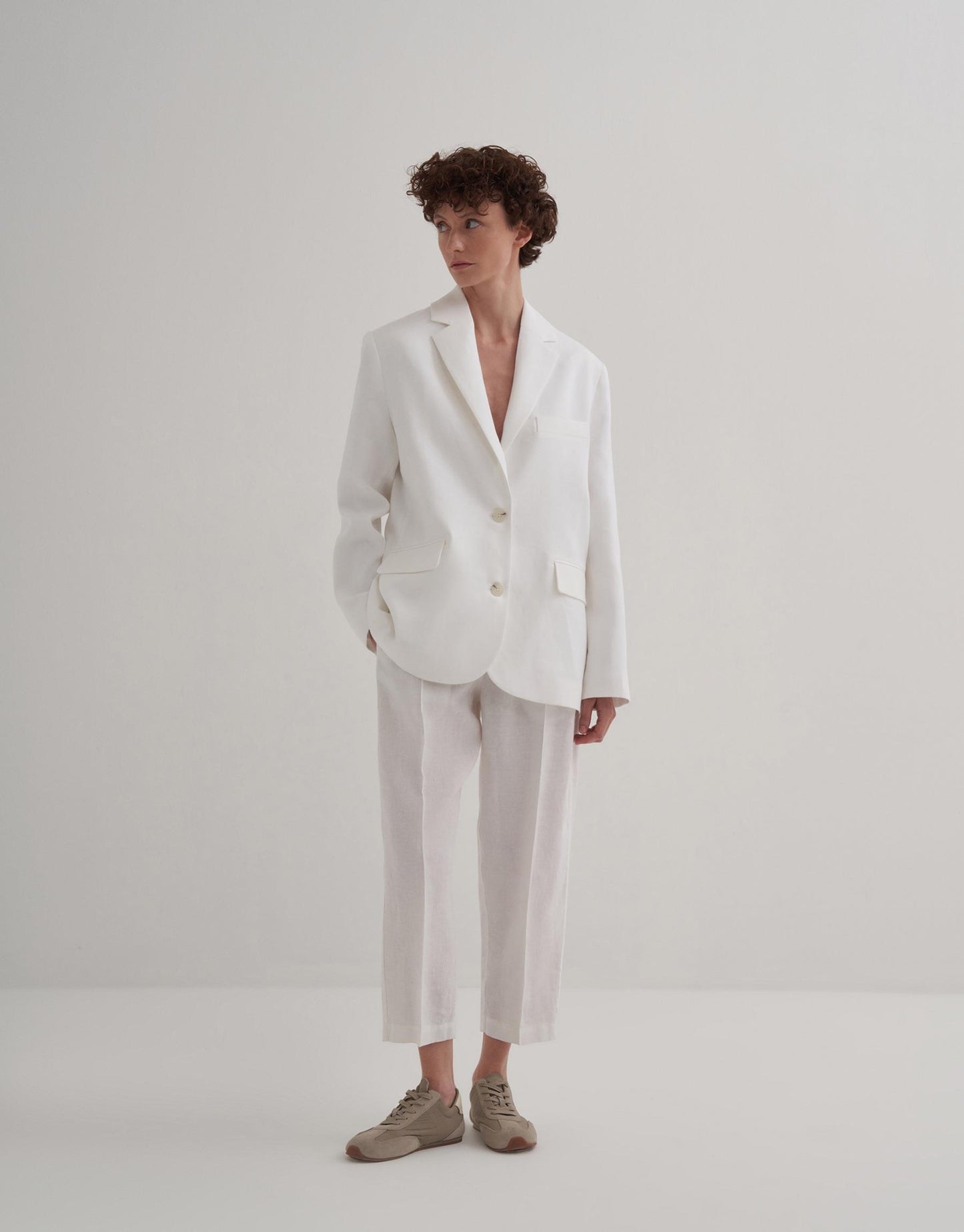 100% Linen Blazer Ecru
