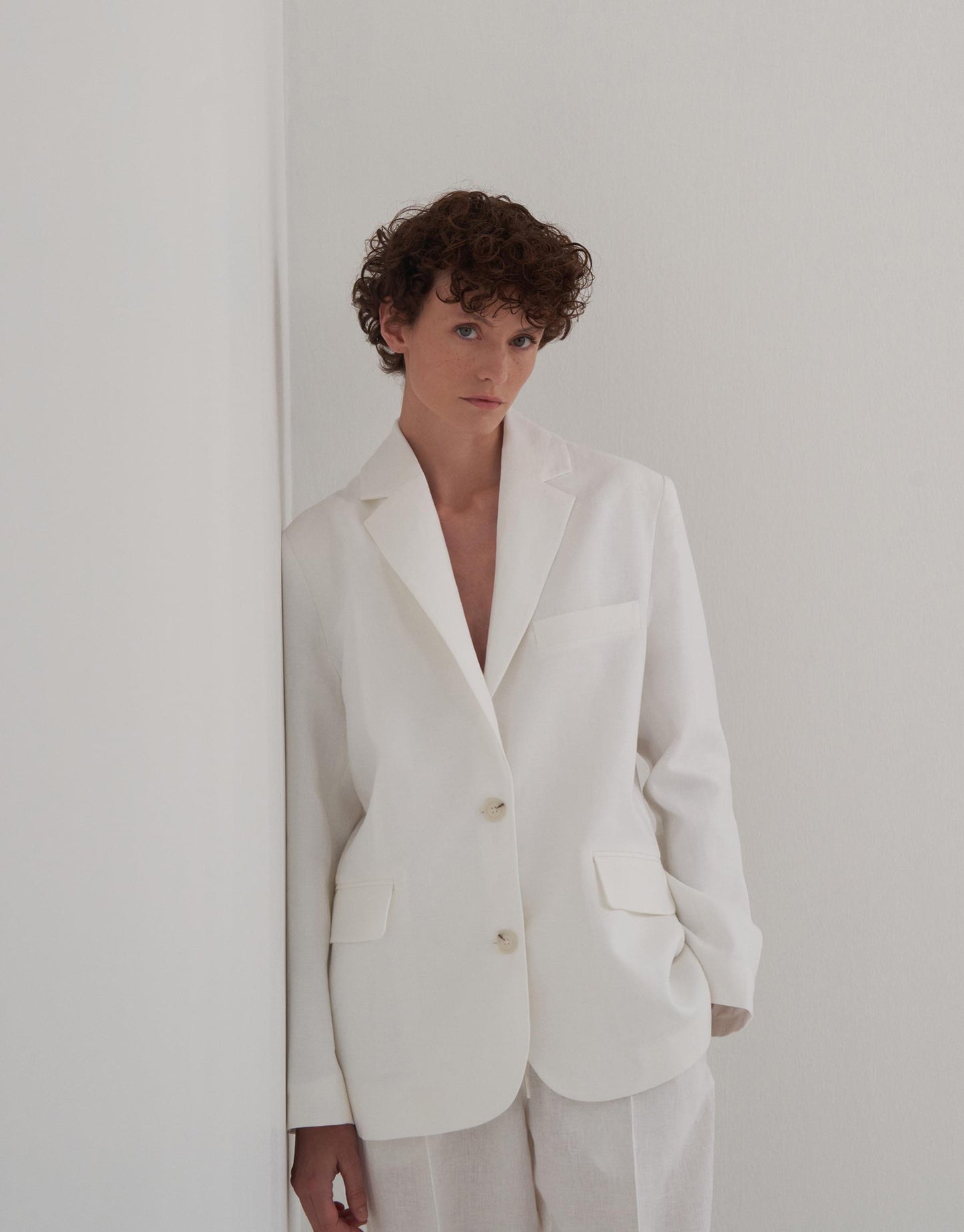 100% Linen Blazer Ecru