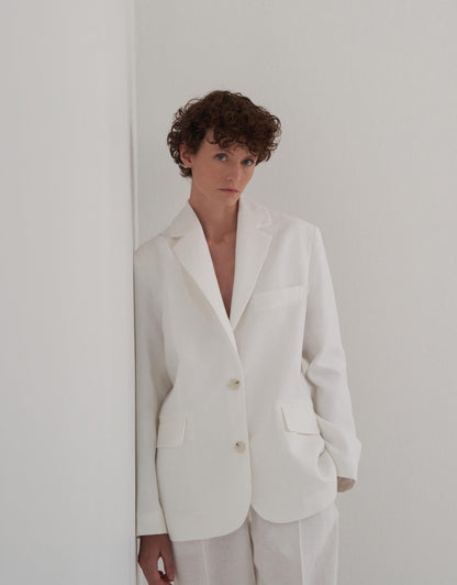 100% Linen Blazer Ecru