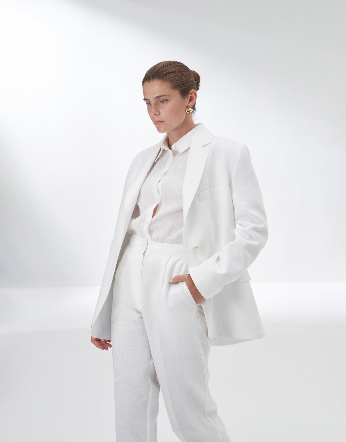 100% Linen Blazer Ecru