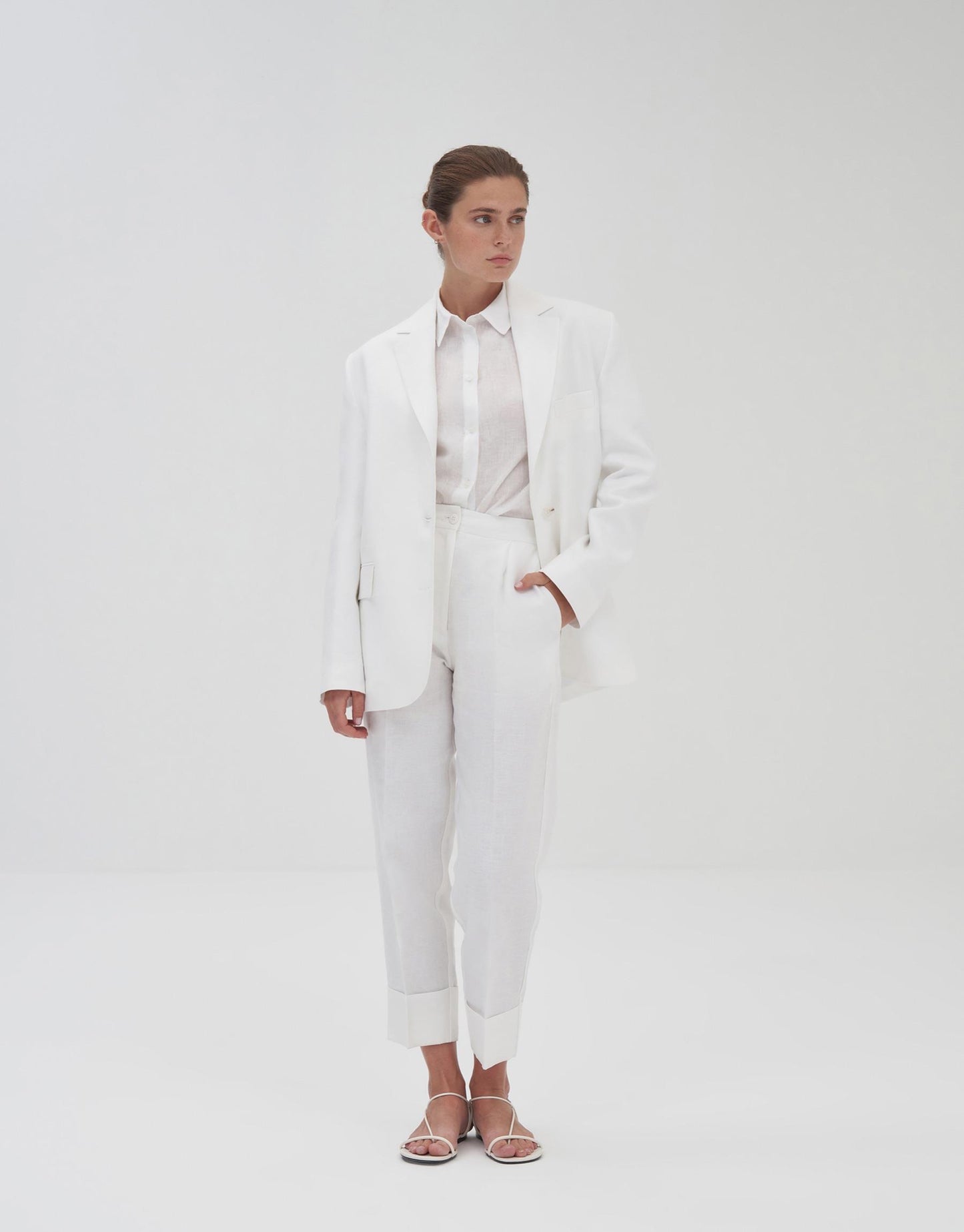 100% Linen Blazer Ecru