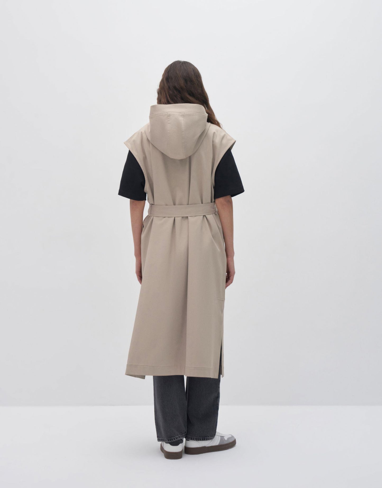 Hooded Trench Vest Stone