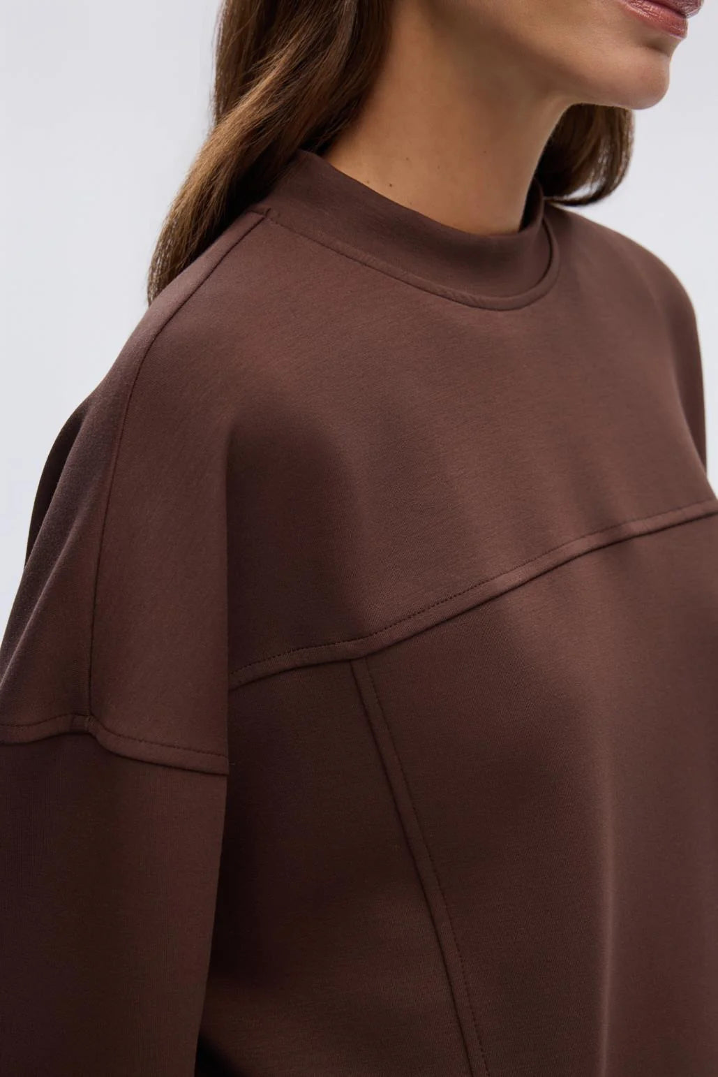 Modal Knit Asymmetrical Cut Co-Ord Set Brown