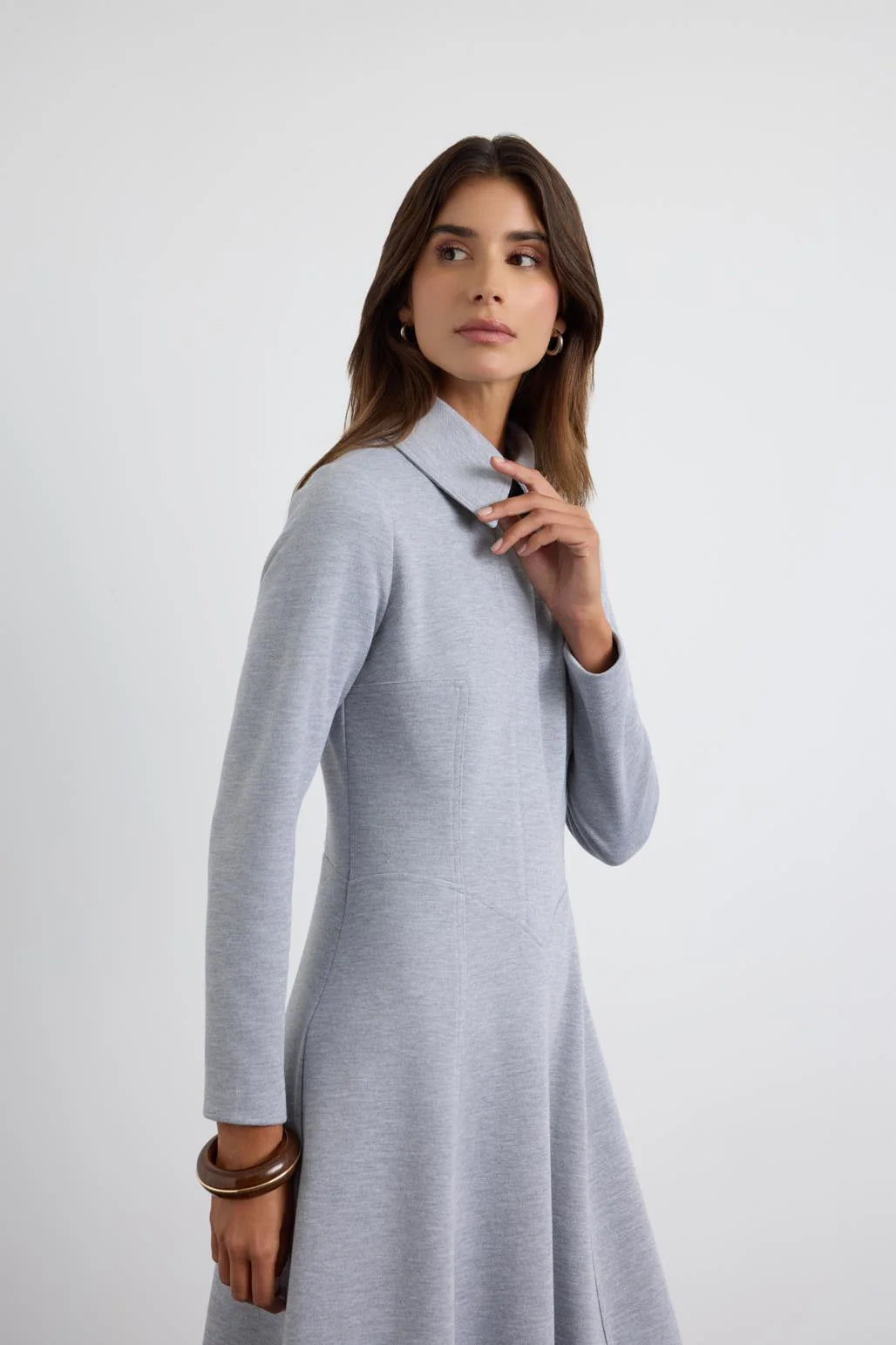 Wide Collar Dress Grey