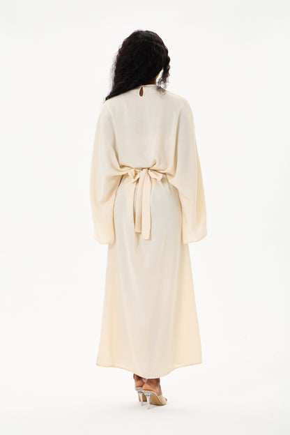 Tie Waist Dress Cream