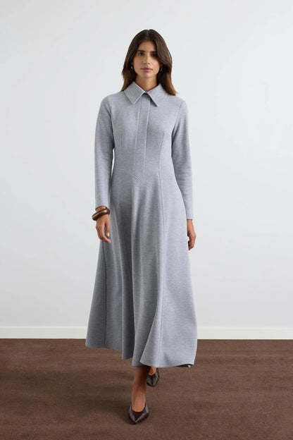 Wide Collar Dress Grey