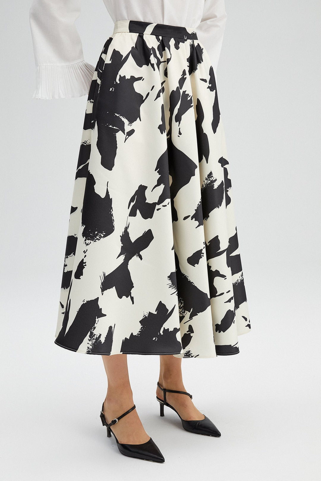Abstract Monochrome Midi Skirt